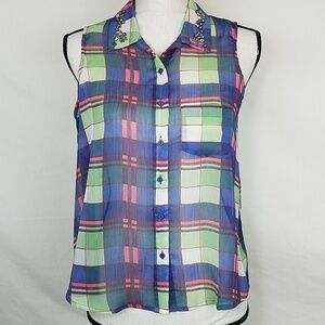 AMERICAN RAG Sleeveless Beaded Sheer Top, Size S